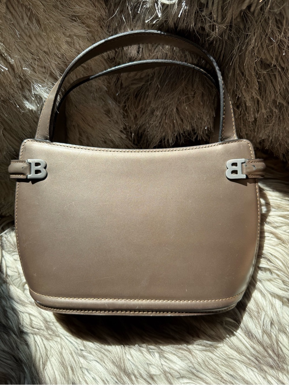 Burberry Taupe Shoulder Bag with 'B' Hardware